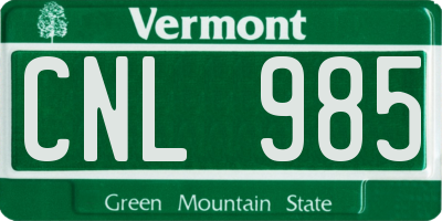 VT license plate CNL985
