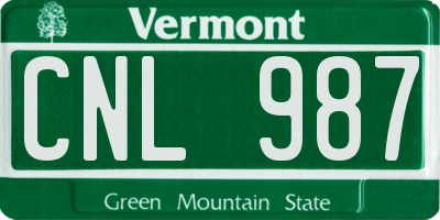 VT license plate CNL987