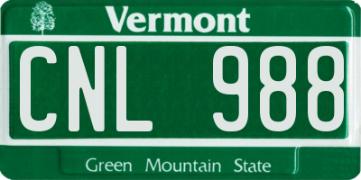 VT license plate CNL988