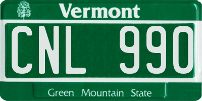 VT license plate CNL990