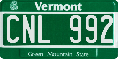 VT license plate CNL992