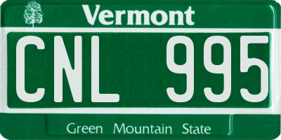 VT license plate CNL995