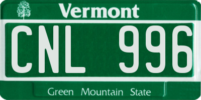 VT license plate CNL996
