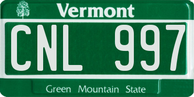 VT license plate CNL997