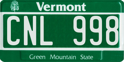 VT license plate CNL998