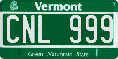 VT license plate CNL999