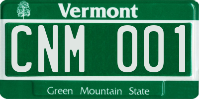 VT license plate CNM001