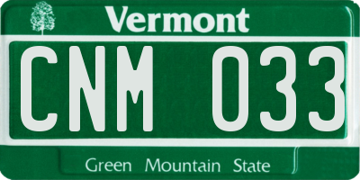 VT license plate CNM033