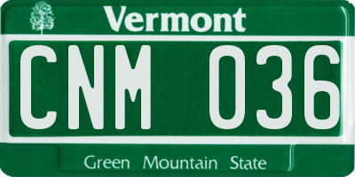 VT license plate CNM036