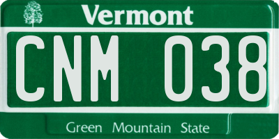 VT license plate CNM038