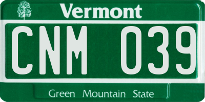 VT license plate CNM039