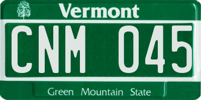 VT license plate CNM045