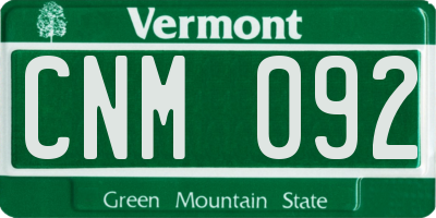 VT license plate CNM092
