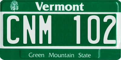 VT license plate CNM102