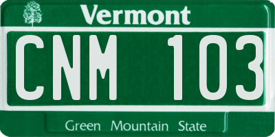 VT license plate CNM103