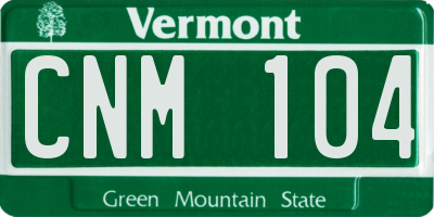 VT license plate CNM104
