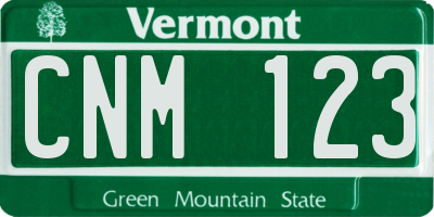 VT license plate CNM123
