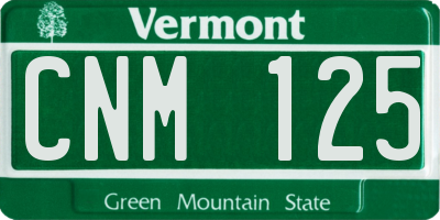 VT license plate CNM125