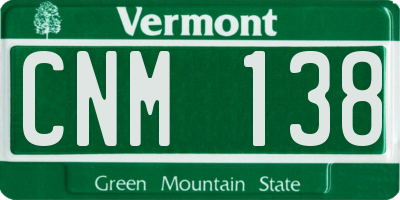 VT license plate CNM138