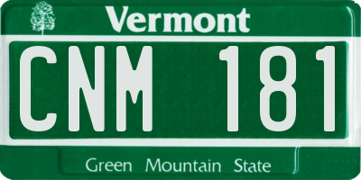 VT license plate CNM181