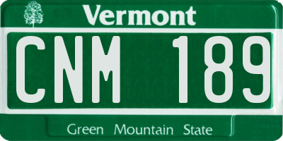 VT license plate CNM189