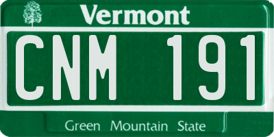 VT license plate CNM191