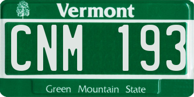 VT license plate CNM193