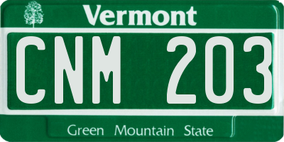 VT license plate CNM203