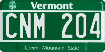VT license plate CNM204