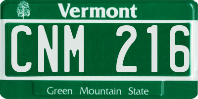 VT license plate CNM216
