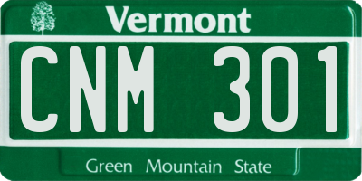 VT license plate CNM301