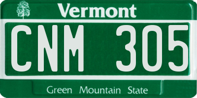 VT license plate CNM305