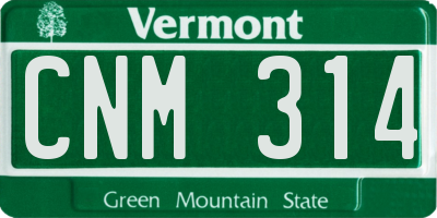 VT license plate CNM314