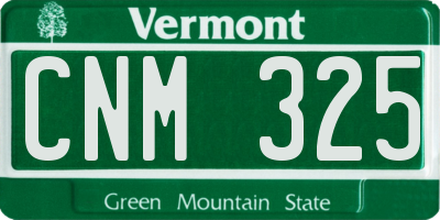 VT license plate CNM325