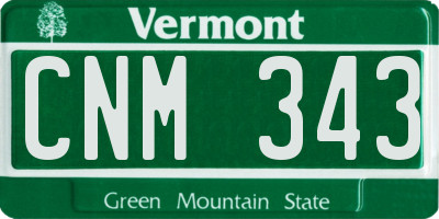 VT license plate CNM343