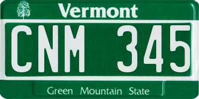 VT license plate CNM345