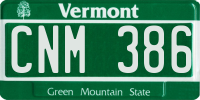 VT license plate CNM386