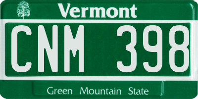 VT license plate CNM398