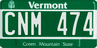 VT license plate CNM474