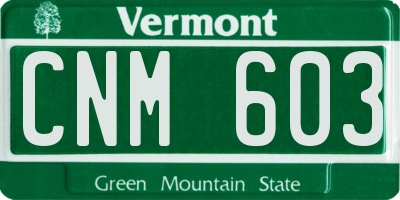 VT license plate CNM603
