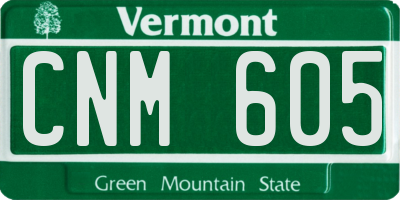VT license plate CNM605
