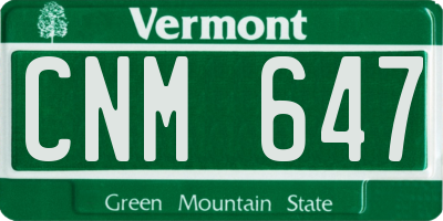 VT license plate CNM647