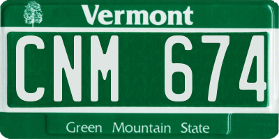 VT license plate CNM674