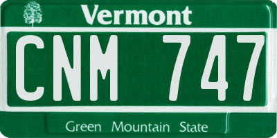 VT license plate CNM747
