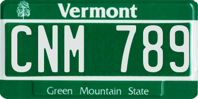 VT license plate CNM789