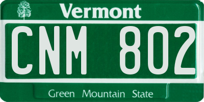 VT license plate CNM802