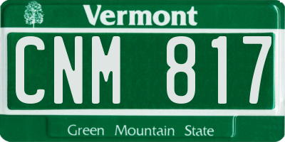 VT license plate CNM817