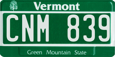 VT license plate CNM839