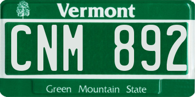 VT license plate CNM892