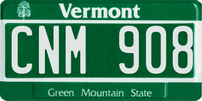 VT license plate CNM908